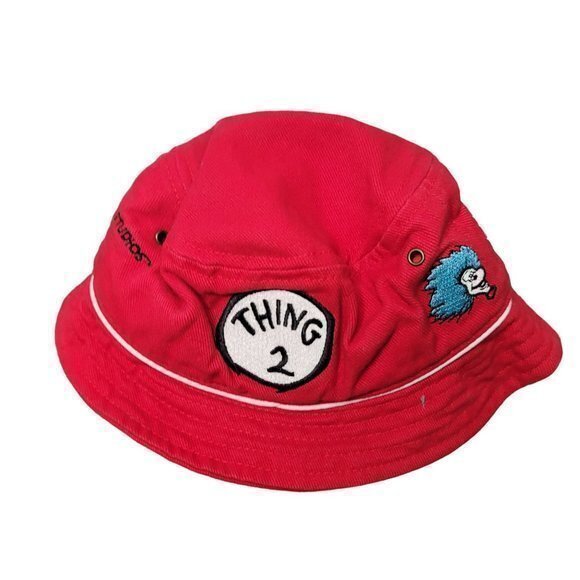 Universal Studios Infant Red Dr. Seuss Thing 1 Thing 2 Embroidered Bucket Hat - Picture 7 of 7
